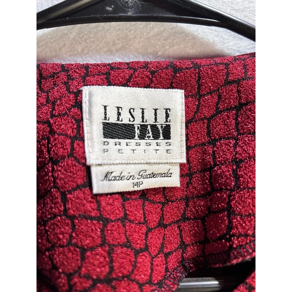 Leslie Fay Vintage Women's Petite Red/Black Animal Print Button Jacket 14P